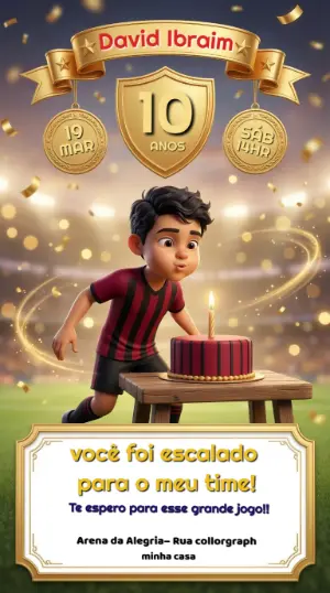 Soccer Birthday Invitation – Static – Convites Digitais Exclusivos
