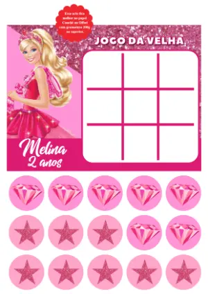 Jogo da Velha Barbie para Aniversário para Editar Online