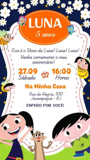 Convite Aniversário O Show da Luna para Editar Online