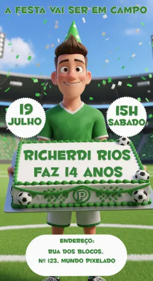Soccer Birthday Invitation – Static – Convites Digitais Exclusivos