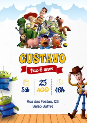 Invitation d'anniversaire Toy Story – Statique – Danjo