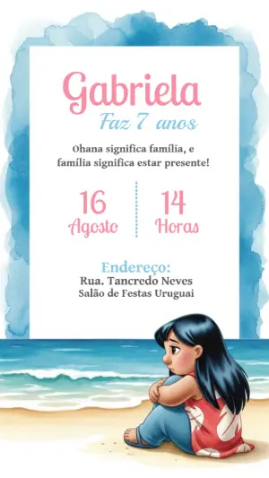 Invitación de cumpleaños Stitch – Estático – CollorGraph Convites