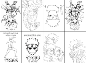 Lembrancinha Festa Naruto: Livrinho de Colorir para Editar