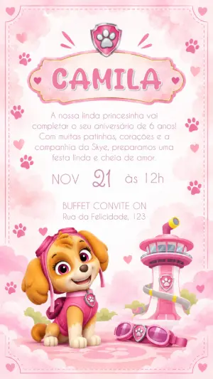 Invito di compleanno Paw Patrol – Statico – Convite On