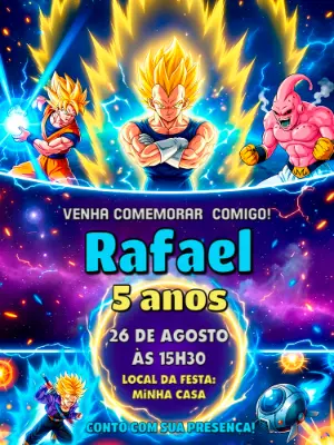 Convite de Aniversário Dragon Ball Z para Editar