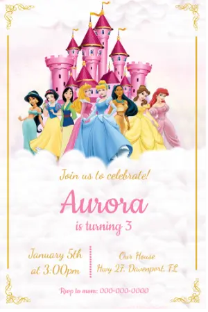 Invito di compleanno Principesse – Statico – Festejar Conviteria