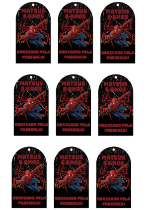 Tag de Agradecimento Homem Aranha para Editar Online