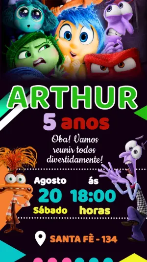 Convite de Aniversário Divertidamente Colorido para Editar