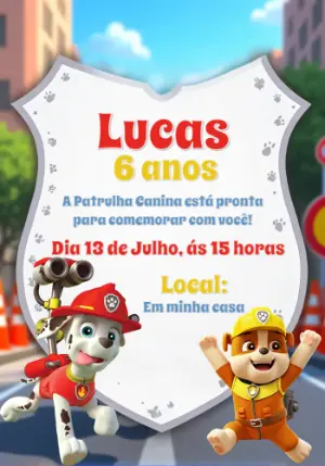 Paw Patrol Birthday Invitation – Static – CollorGraph Convites