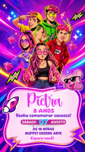 Convite Digital Aniversário Dos Rosa para Editar