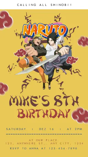 Naruto Themed Birthday Invitation | Editable Digital Template