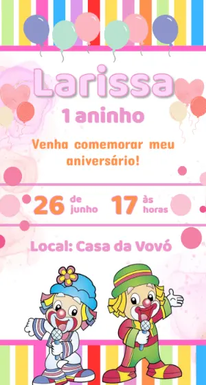 Convite de Aniversário Patati Patatá Menina Editável