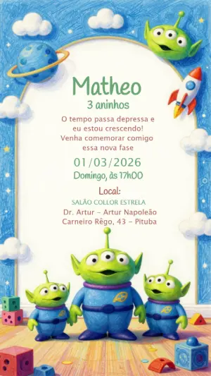 Invitation d'anniversaire Toy Story – Statique – CollorGraph EDITOR