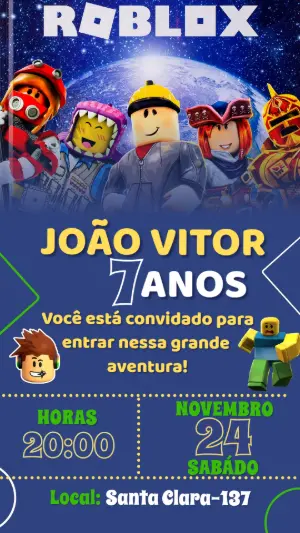 Invitación de cumpleaños Roblox – Estático – Color Art Studio