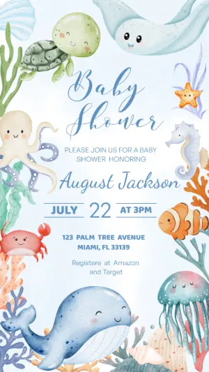 Under the Sea Baby Shower Invitation Editable Template