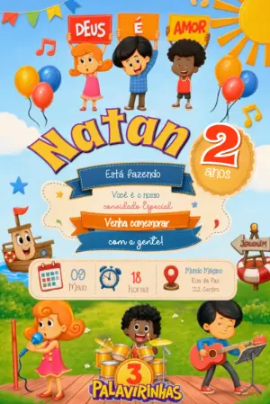 Convite Animado 3 Palavrinhas: Vídeo de Aniversário para Editar