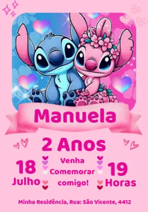 Invitación de cumpleaños Stitch – Estático – Mimos Designer