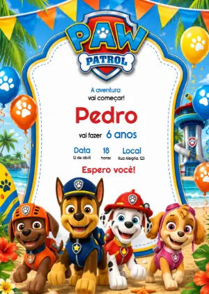 Invito di compleanno Paw Patrol – Statico – KC Design
