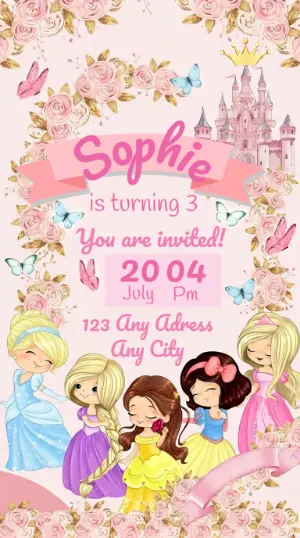 Invitación de cumpleaños Princesas – Estático – Wolf Designer