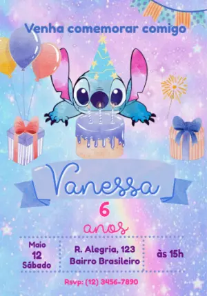 Invitación de cumpleaños Stitch – Estático – Julia B