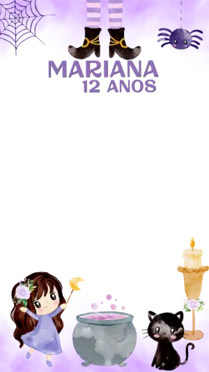 Moldura para Stories Bruxinha Fofa Roxo para Editar