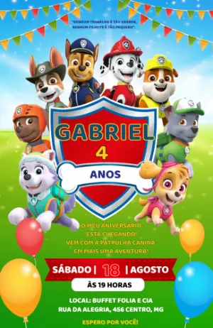 Invito di compleanno Paw Patrol – Statico – Felicity Artes