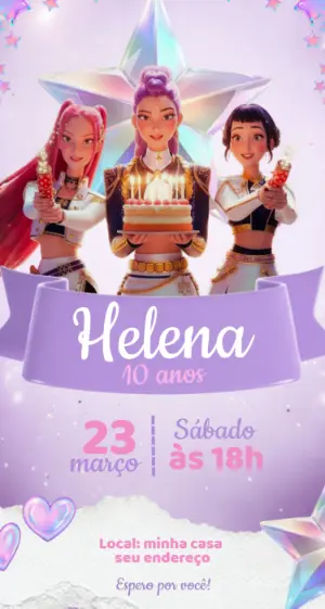 Invitation d'anniversaire KPop Demon Hunters – Statique – Fernando Martins