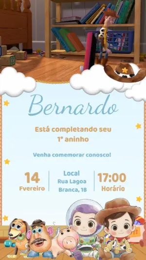 Convite Animado Aniversário Toy Story para Editar