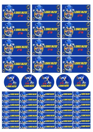 Etiqueta Escolar Sonic: Kit Completo para Editar Online