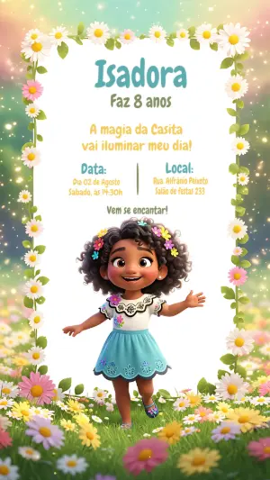 Convite Aniversário Encanto com Personagem para Editar Online