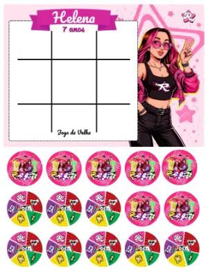 Lembrancinha Jogo da Velha Dos Rosa para Aniversário Editável