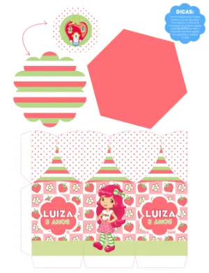 Centro de Mesa Moranguinho Editável para Aniversário Infantil