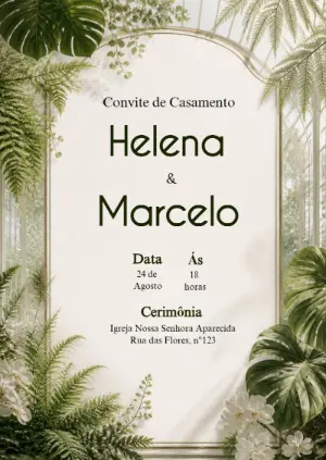 Convite de Casamento Botânico Rústico: Modelo Editável