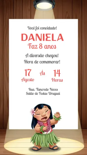 Convite de Aniversário Lilo & Stitch para Editar Online