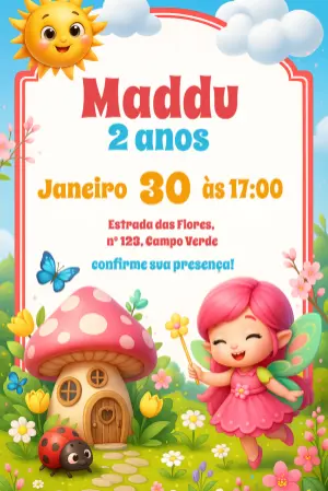 Invitación de cumpleaños Jardín encantado – Estático – Convites Digitais Exclusivos
