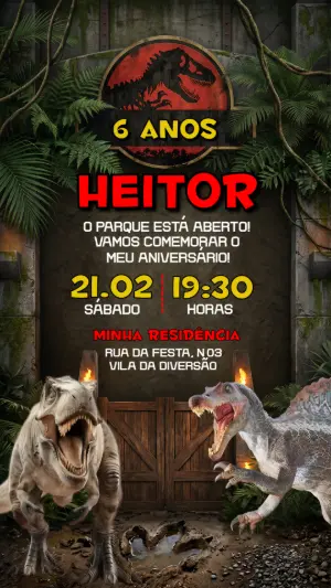 Invitación de cumpleaños Dinosaurio – Estático – Convide aê!