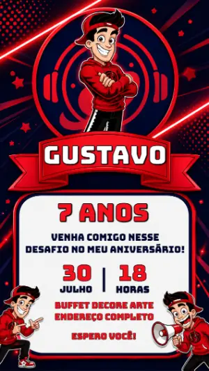 Convite de Aniversário Youtuber Enaldinho para Editar