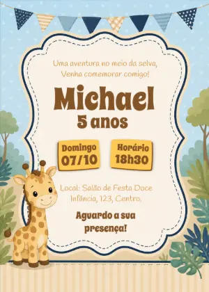 Safari Birthday Invitation – Static – Idesign Personalizados
