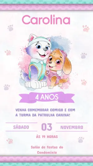 Invito di compleanno Paw Patrol – Statico – Arte Coelho Digital