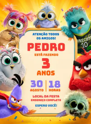 Convite de Aniversário Angry Birds: Modelo Digital Editável