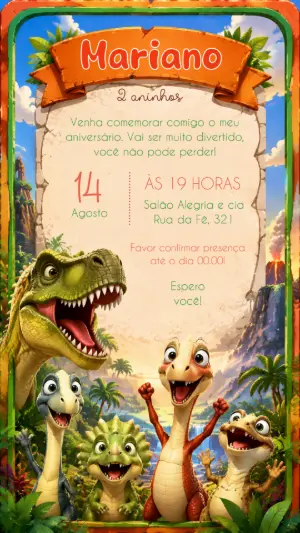 Invitación de cumpleaños Dinosaurio – Estático – Felicity Artes