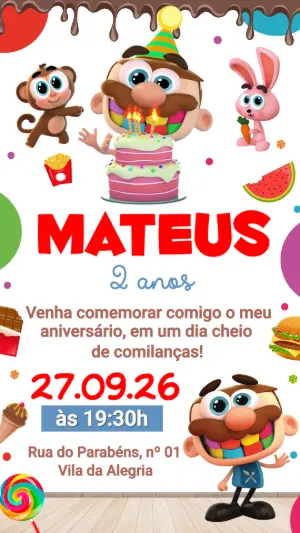 Convite de Aniversário José Comilão Digital para Editar