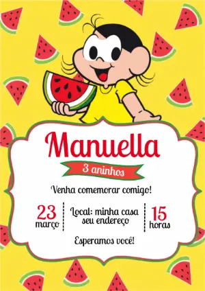 Convite de Aniversário Magali Melancia Editável