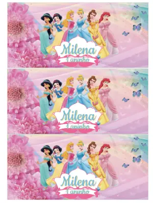 Rótulo para Cofrinho Princesas Rosa Modelo Editável para Festa