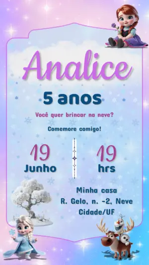 Frozen Birthday Invitation – Static – Gema Artes Digitais