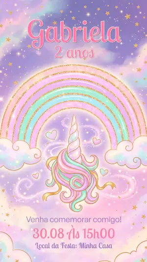 独角兽生日邀请函 – 静态 – Alegria no ar