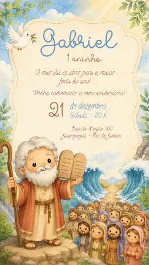 Convite Aniversário Religioso Jesus Infantil Editável