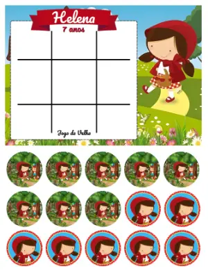Lembrancinha Jogo da Velha Chapeuzinho Vermelho para Editar