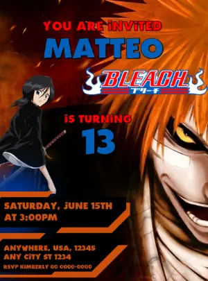 Bleach Anime Birthday Invitation | Editable Digital Template