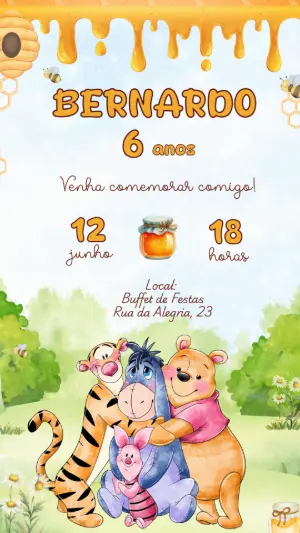 Vídeo Convite Animado Ursinho Pooh para Editar